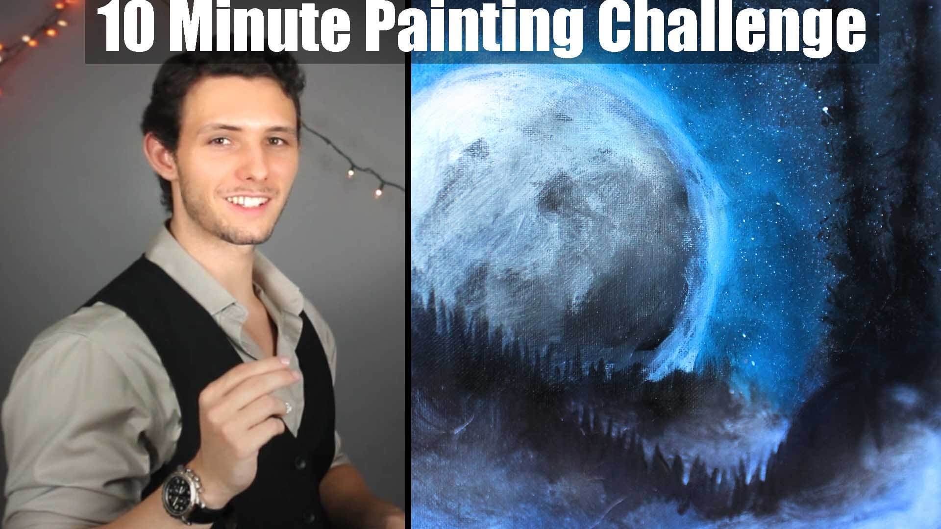10 minute acrylic painting challenge a starry night sky