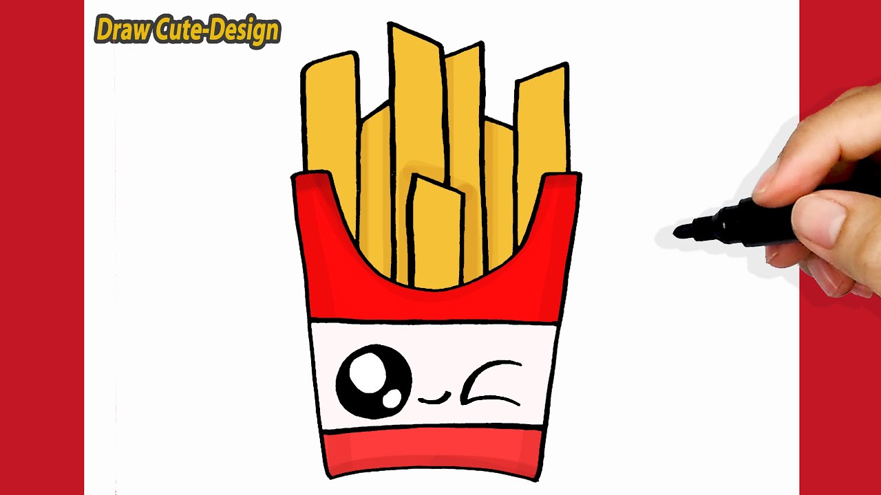 How To Draw A Super Cute French Fries Draw Cute Design Learn Drawing
