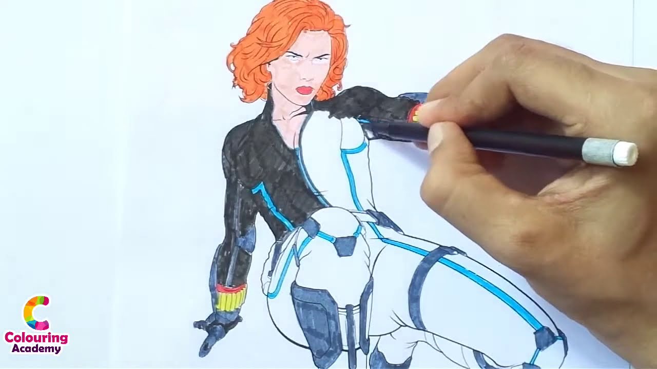 black widow superhero drawing