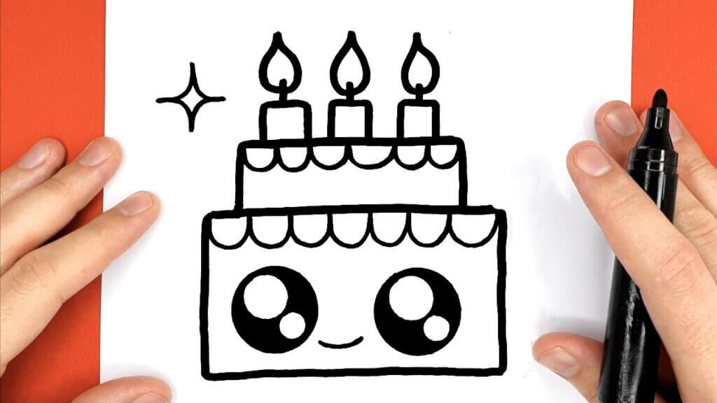 HOW TO DRAW A CUTE BIRTHDAY CAKE EASY Learn