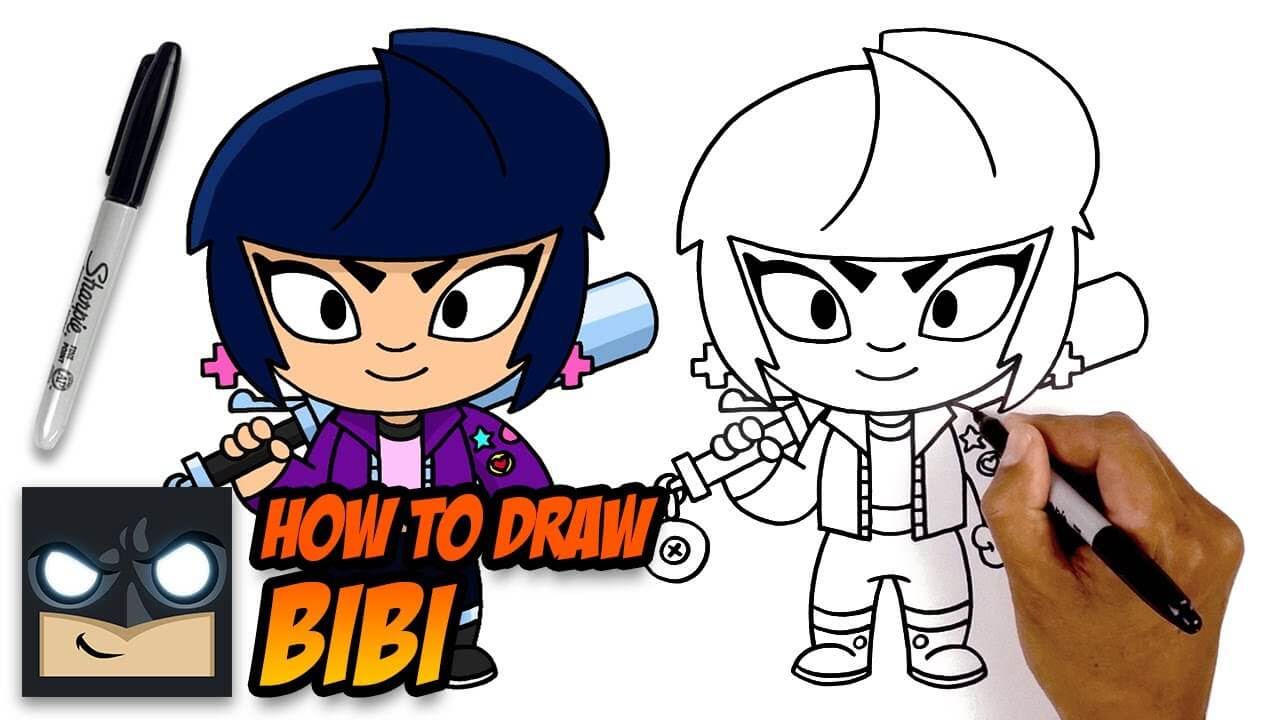 How To Draw Bibi Brawl Stars Step By Step Tutorial Myhobbyclass Com