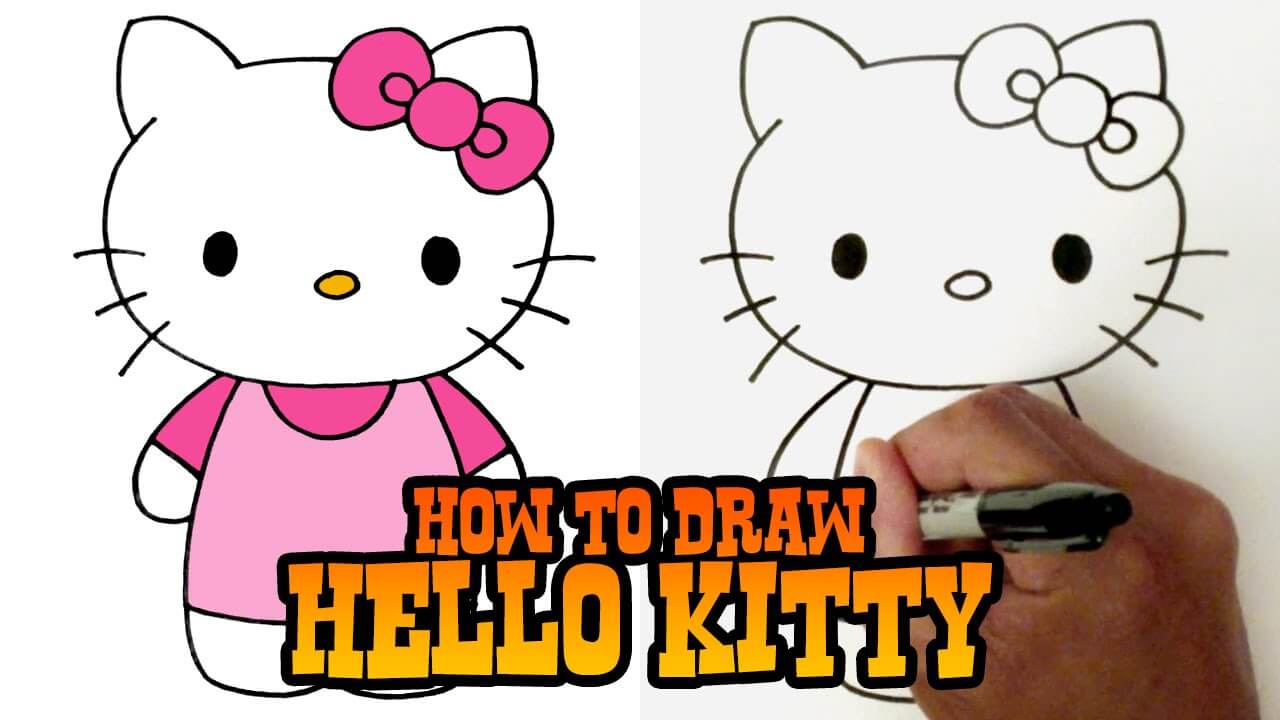 Видео как нарисовать hello kitty. Как рисовать хау Китти. Китти Кэт как рисовать. Видео как нарисовать Китти. Скетчи Хеллоу Китти акварелью для начинающих.