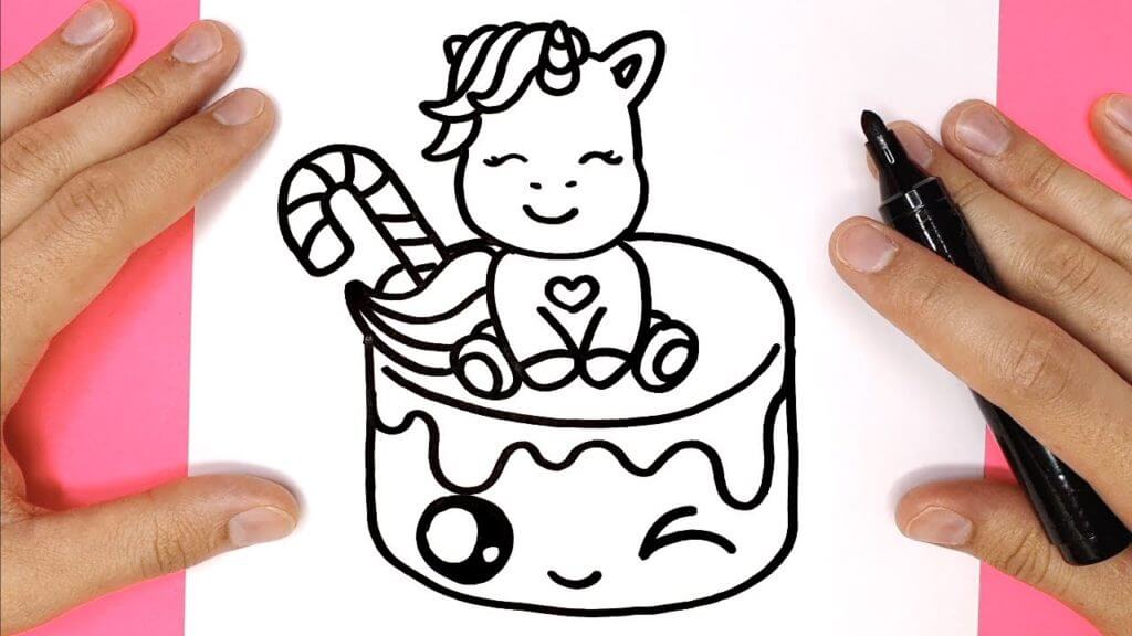 How to Draw a Cute Unicorn Cake Draw Cute Design Unicorn - MyHobbyClass